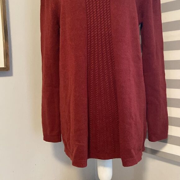 Soft Surroundings Rust Cable Knit Pullover Tunic Sweater Size Large - Picture 3 of 9